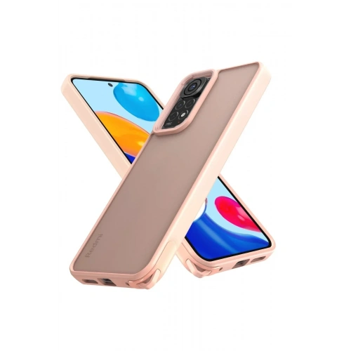 Mey İthalat®   Redmi Note 11 Kılıf Elegant Kapak - Pudra