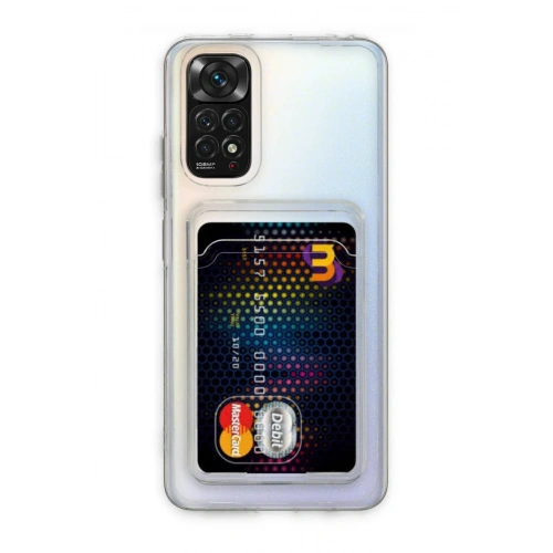 Mey İthalat®   Redmi Note 11 Kılıf Kart Şeffaf Silikon - Şeffaf