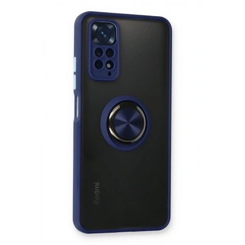 Mey İthalat®   Redmi Note 11 Kılıf Montreal Yüzüklü Silikon Kapak - Lacivert