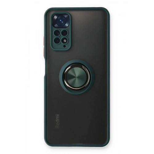 Mey İthalat®   Redmi Note 11 Kılıf Montreal Yüzüklü Silikon Kapak - Yeşil