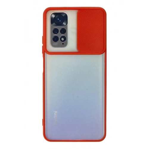 Mey İthalat®   Redmi Note 11 Kılıf Palm Buzlu Kamera Sürgülü Silikon - Kırmızı