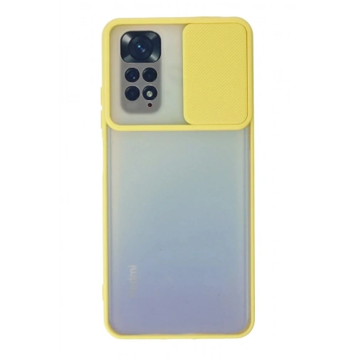 Mey İthalat®   Redmi Note 11 Kılıf Palm Buzlu Kamera Sürgülü Silikon - Sarı