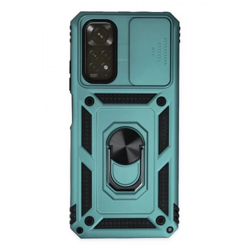 Mey İthalat®   Redmi Note 11 Kılıf Pars Lens Yüzüklü Silikon - Yeşil