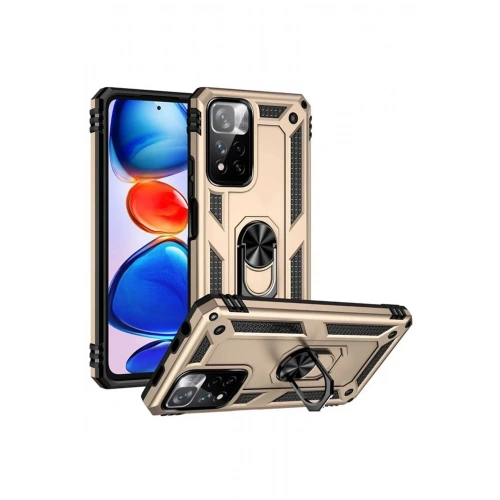 Mey İthalat®   Redmi Note 11 Pro Plus 5G Kılıf Sofya Yüzüklü Silikon Kapak - Gold