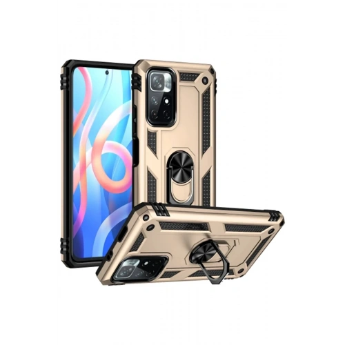 Mey İthalat®   Redmi Note 11T Kılıf Sofya Yüzüklü Silikon Kapak - Gold