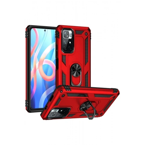 Mey İthalat®   Redmi Note 11T Kılıf Sofya Yüzüklü Silikon Kapak - Kırmızı
