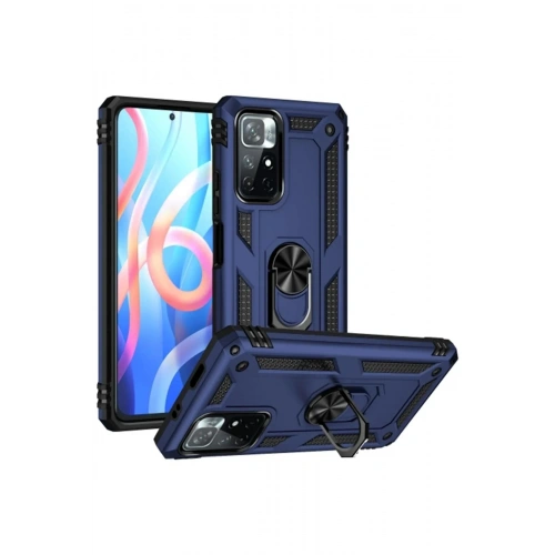 Mey İthalat®   Redmi Note 11T Kılıf Sofya Yüzüklü Silikon Kapak - Lacivert