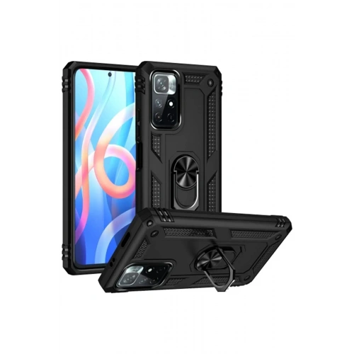Mey İthalat®   Redmi Note 11T Kılıf Sofya Yüzüklü Silikon Kapak - Siyah