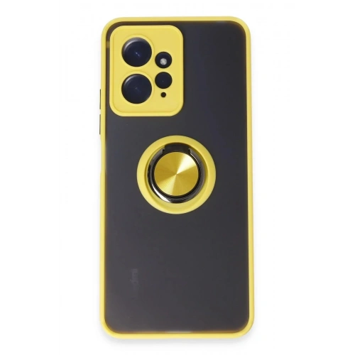 Mey İthalat®   Redmi Note 12 4G Kılıf Montreal Yüzüklü Silikon Kapak - Sarı