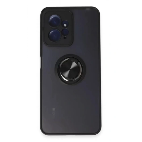 Mey İthalat®   Redmi Note 12 4G Kılıf Montreal Yüzüklü Silikon Kapak - Siyah