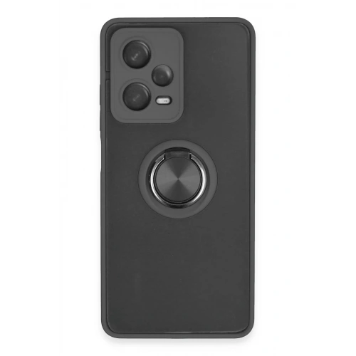 Mey İthalat®   Redmi Note 12 5G Kılıf Montreal Yüzüklü Silikon Kapak - Siyah
