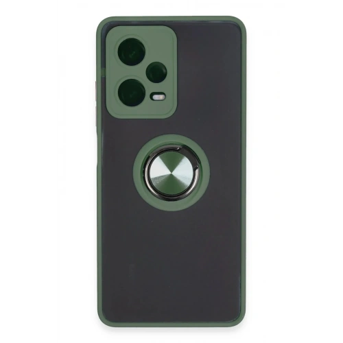 Mey İthalat®   Redmi Note 12 5G Kılıf Montreal Yüzüklü Silikon Kapak - Yeşil