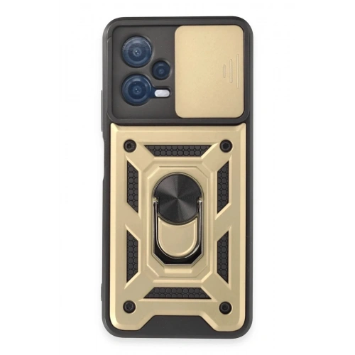 Mey İthalat®   Redmi Note 12 5G Kılıf Pars Lens Yüzüklü Silikon - Gold