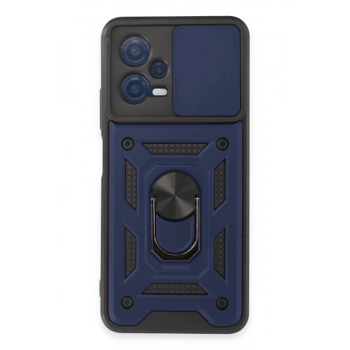 Mey İthalat®   Redmi Note 12 5G Kılıf Pars Lens Yüzüklü Silikon - Lacivert