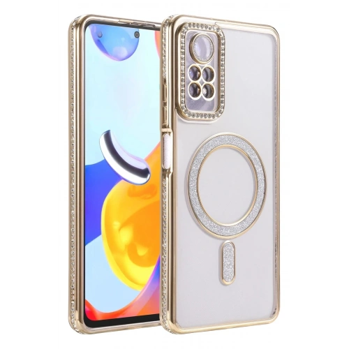 Mey İthalat®   Redmi Note 12 Pro 4G Joke Simli Magneticsafe Kılıf - Gold