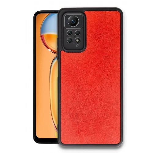 Mey İthalat®   Redmi Note 12 Pro 4G Kılıf Aras Deri Kapak - Kırmızı