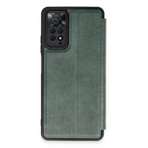 Mey İthalat®   Redmi Note 12 Pro 4G Kılıf Flip Cover - Koyu Yeşil
