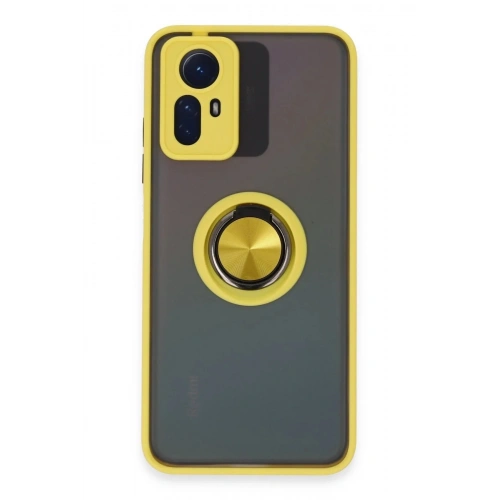 Mey İthalat®   Redmi Note 12S Kılıf Montreal Yüzüklü Silikon Kapak - Sarı
