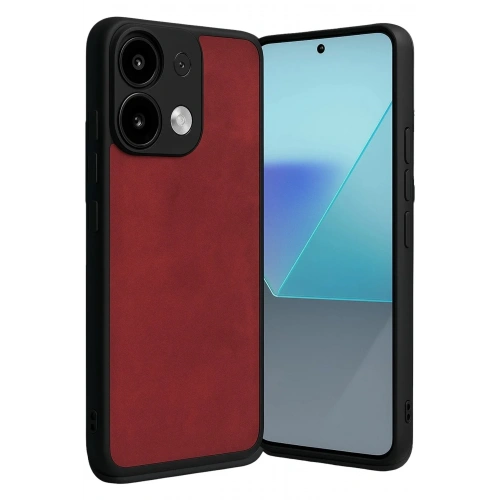 Mey İthalat®   Redmi Note 13 4G Kılıf Aras Deri Kapak - Kırmızı