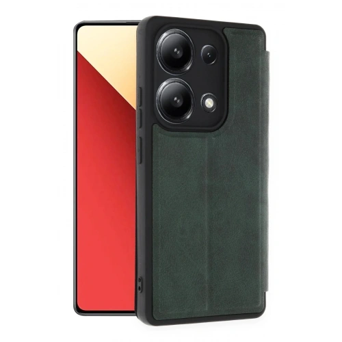 Mey İthalat®   Redmi Note 13 4G Kılıf Flip Cover - Koyu Yeşil
