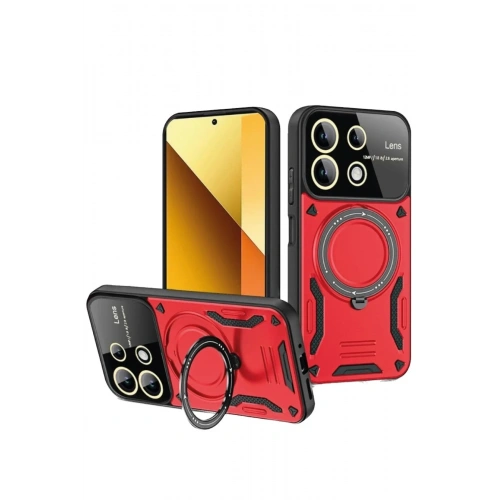 Mey İthalat®   Redmi Note 13 4G Kılıf Joy Lens Standlı Kapak - Kırmızı