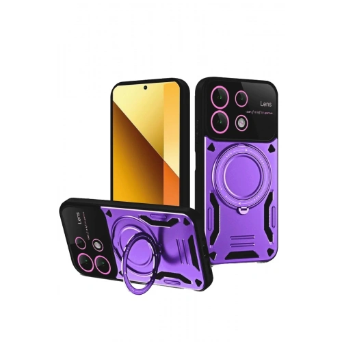 Mey İthalat®   Redmi Note 13 4G Kılıf Joy Lens Standlı Kapak - Mor