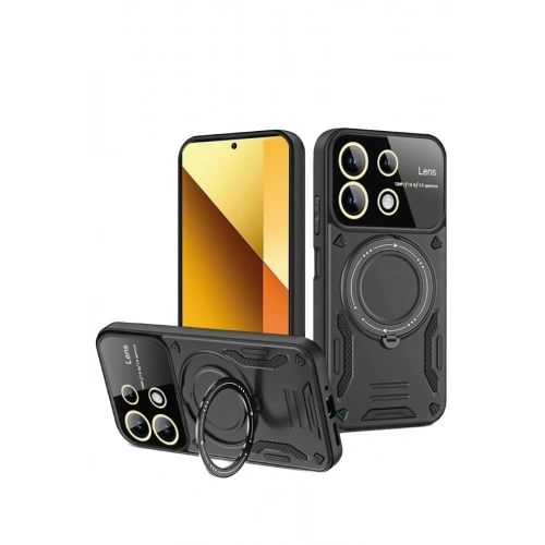 Mey İthalat®   Redmi Note 13 4G Kılıf Joy Lens Standlı Kapak - Siyah