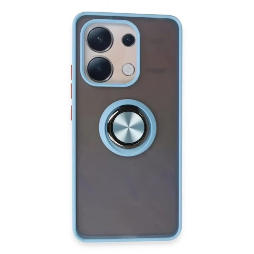 Mey İthalat®   Redmi Note 13 4G Kılıf Montreal Yüzüklü Silikon Kapak - Buz Mavi