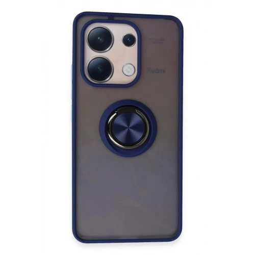 Mey İthalat®   Redmi Note 13 4G Kılıf Montreal Yüzüklü Silikon Kapak - Lacivert
