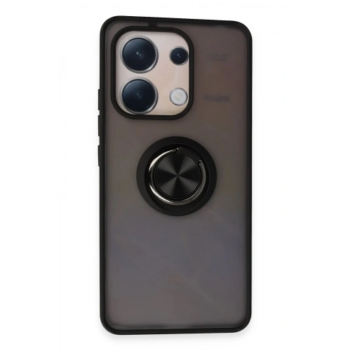 Mey İthalat®   Redmi Note 13 4G Kılıf Montreal Yüzüklü Silikon Kapak - Siyah