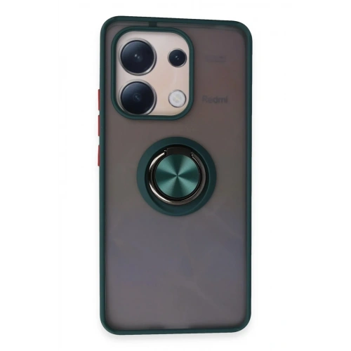 Mey İthalat®   Redmi Note 13 4G Kılıf Montreal Yüzüklü Silikon Kapak - Yeşil
