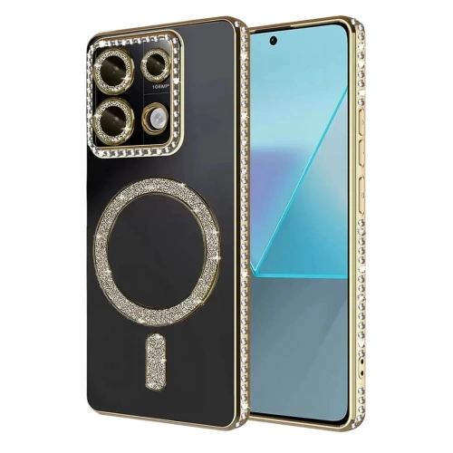 Mey İthalat®   Redmi Note 13 Pro 4G Joke Simli Magneticsafe Kılıf - Gold