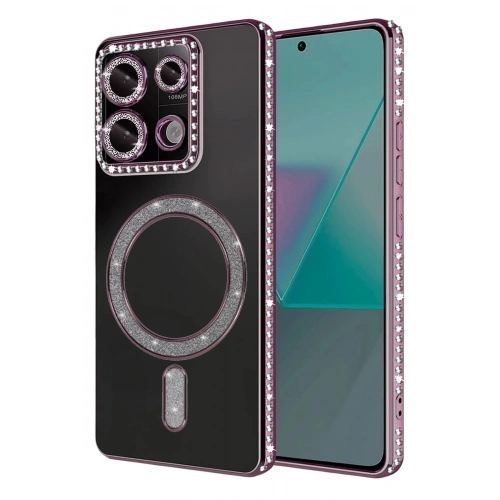 Mey İthalat®   Redmi Note 13 Pro 4G Joke Simli Magneticsafe Kılıf - Pembe