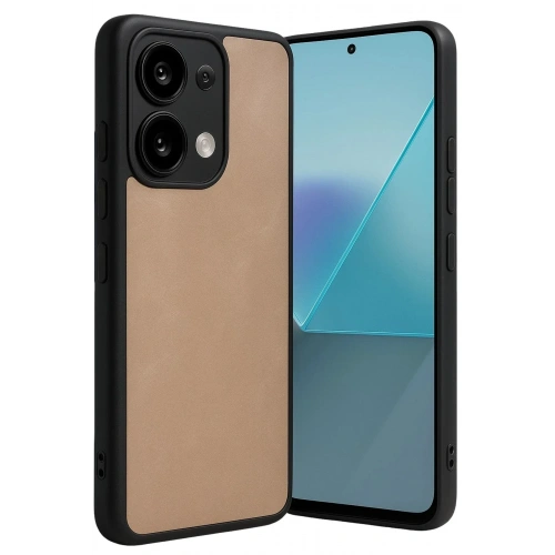 Mey İthalat®   Redmi Note 13 Pro 4G Kılıf Aras Deri Kapak - Pudra