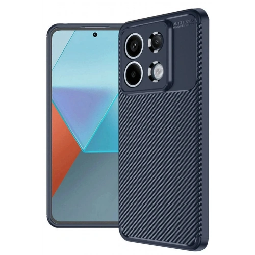 Mey İthalat®   Redmi Note 13 Pro 4G Kılıf Auto Focus Karbon Kapak - Lacivert