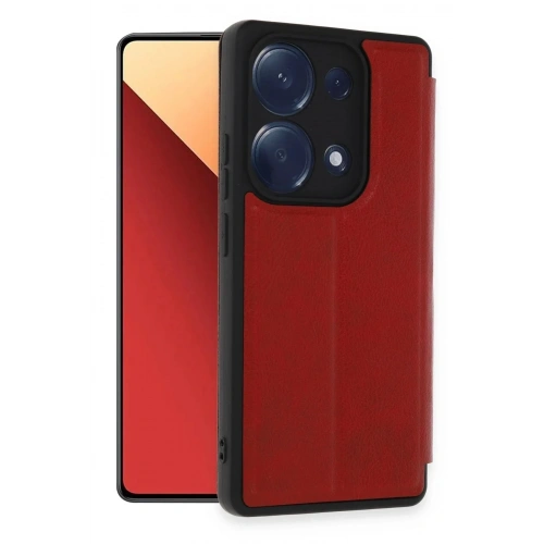 Mey İthalat®   Redmi Note 13 Pro 4G Kılıf Flip Cover - Kırmızı