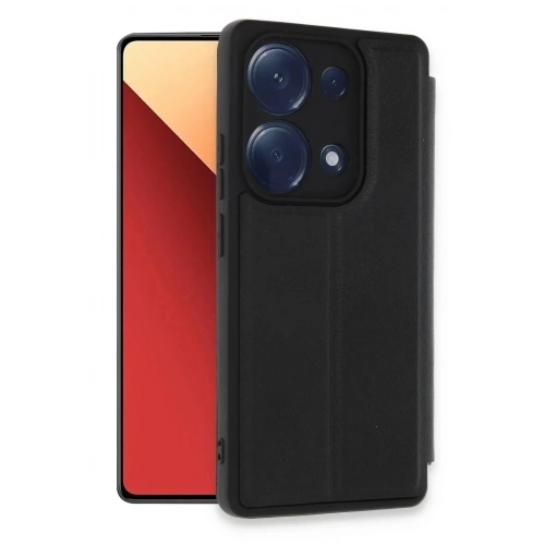 Mey İthalat®   Redmi Note 13 Pro 4G Kılıf Flip Cover - Siyah