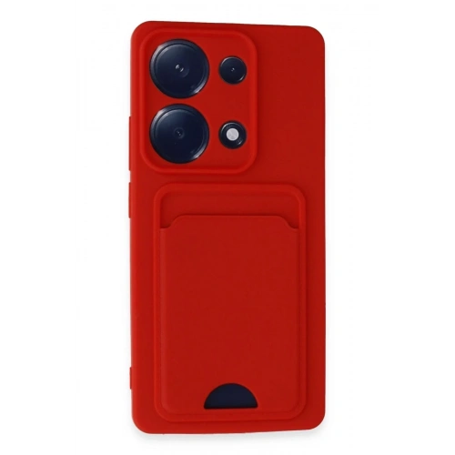 Mey İthalat®   Redmi Note 13 Pro 4G Kılıf Kelvin Kartvizitli Silikon - Kırmızı