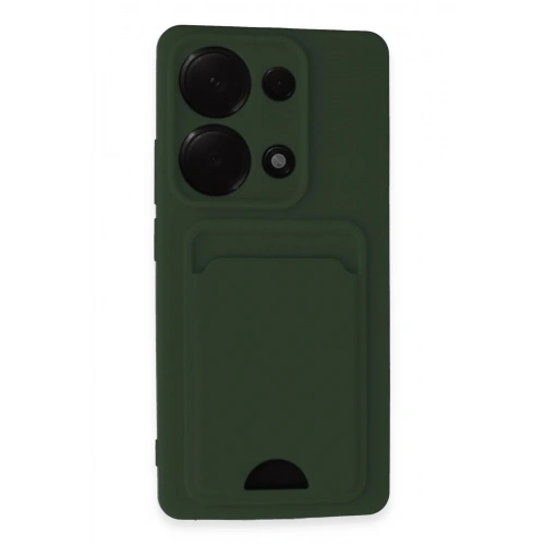 Mey İthalat®   Redmi Note 13 Pro 4G Kılıf Kelvin Kartvizitli Silikon - Koyu Yeşil