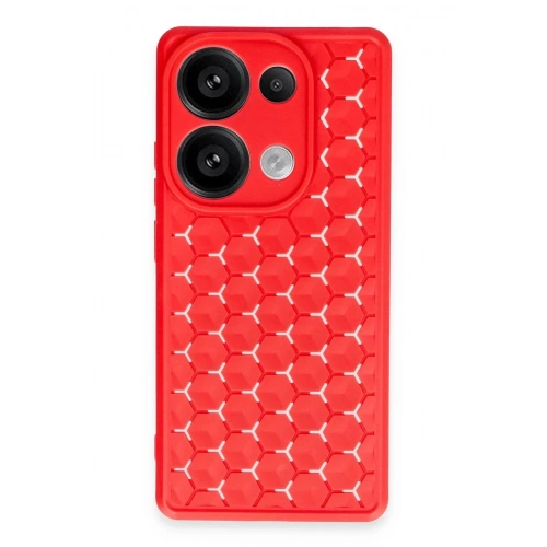 Mey İthalat®   Redmi Note 13 Pro 4G Kılıf Petek Silikon Kapak - Kırmızı