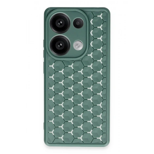 Mey İthalat®   Redmi Note 13 Pro 4G Kılıf Petek Silikon Kapak - Koyu Yeşil