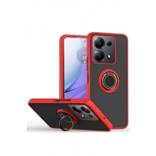 Mey İthalat®   Redmi Note 13 Pro 4G Montreal Yüzüklü Silikon Kapak - Kırmızı