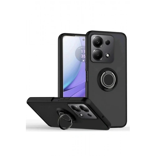 Mey İthalat®   Redmi Note 13 Pro 4G Montreal Yüzüklü Silikon Kapak - Siyah