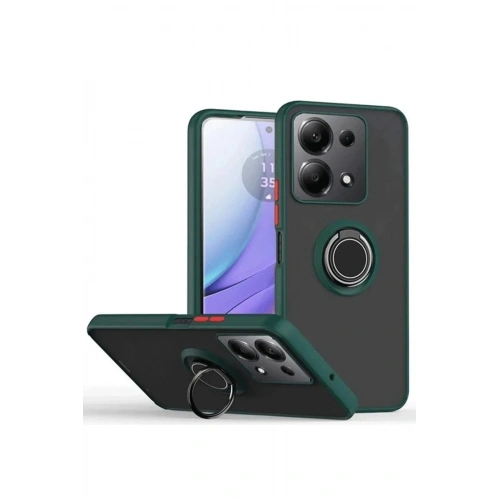 Mey İthalat®   Redmi Note 13 Pro 4G Montreal Yüzüklü Silikon Kapak - Yeşil