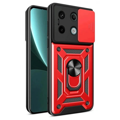 Mey İthalat®   Redmi Note 13 Pro 4G Pars Lens Yüzüklü Silikon - Kırmızı
