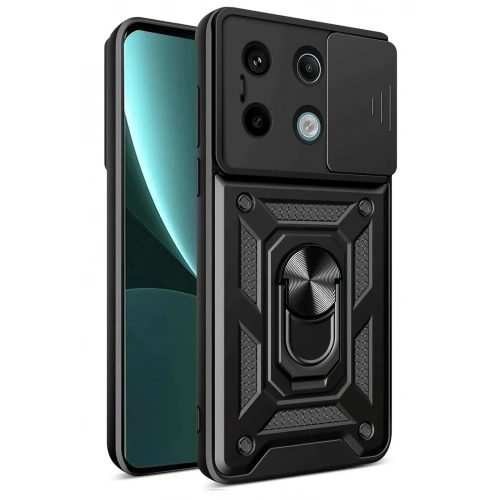 Mey İthalat®   Redmi Note 13 Pro 4G Pars Lens Yüzüklü Silikon - Siyah