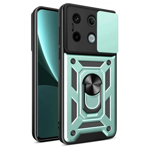 Mey İthalat®   Redmi Note 13 Pro 4G Pars Lens Yüzüklü Silikon - Yeşil