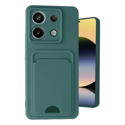 Mey İthalat®   Redmi Note 13 Pro 5G Kılıf Kelvin Kartvizitli Silikon - Koyu Yeşil