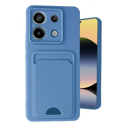 Mey İthalat®   Redmi Note 13 Pro 5G Kılıf Kelvin Kartvizitli Silikon - Mavi