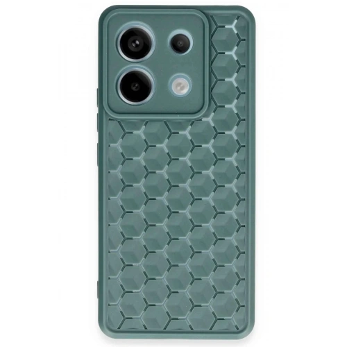Mey İthalat®   Redmi Note 13 Pro 5G Kılıf Petek Silikon Kapak - Koyu Yeşil